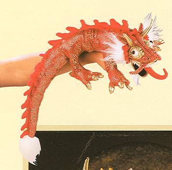Folkmanis Stuffed Red Dragon Hand Puppet